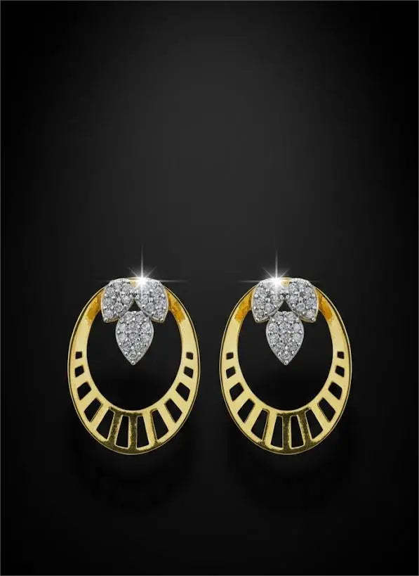 AD Gold-Plated Tri Leaf Sunburst Pattern Earrings Coruscate Jewels