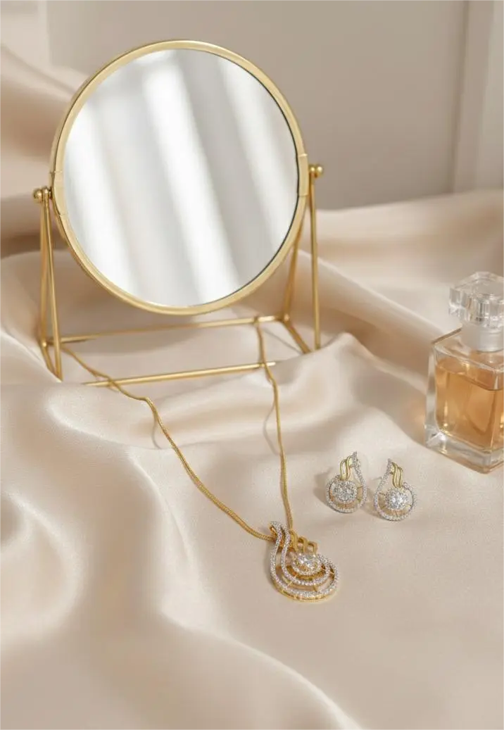 AD Gold Plated Golden Swirl Elegance Pendant Set Coruscate Jewels