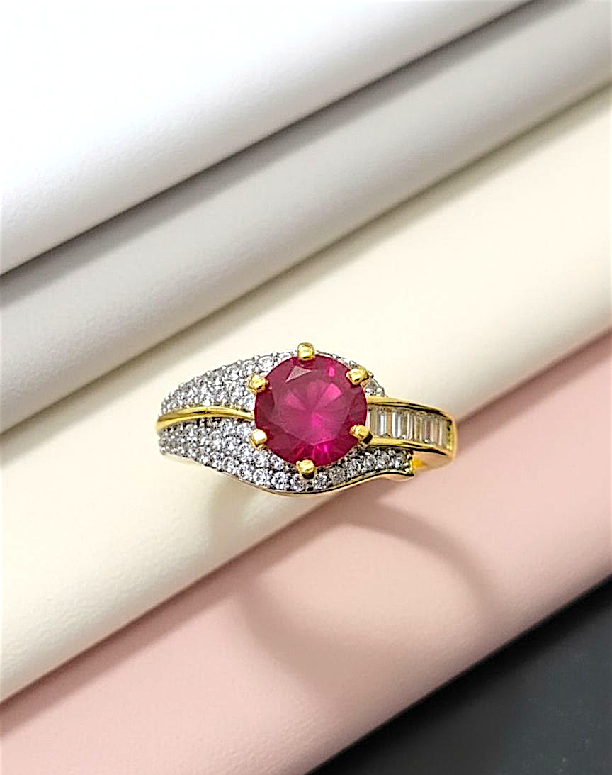Elegant Ruby Zirconia Ring