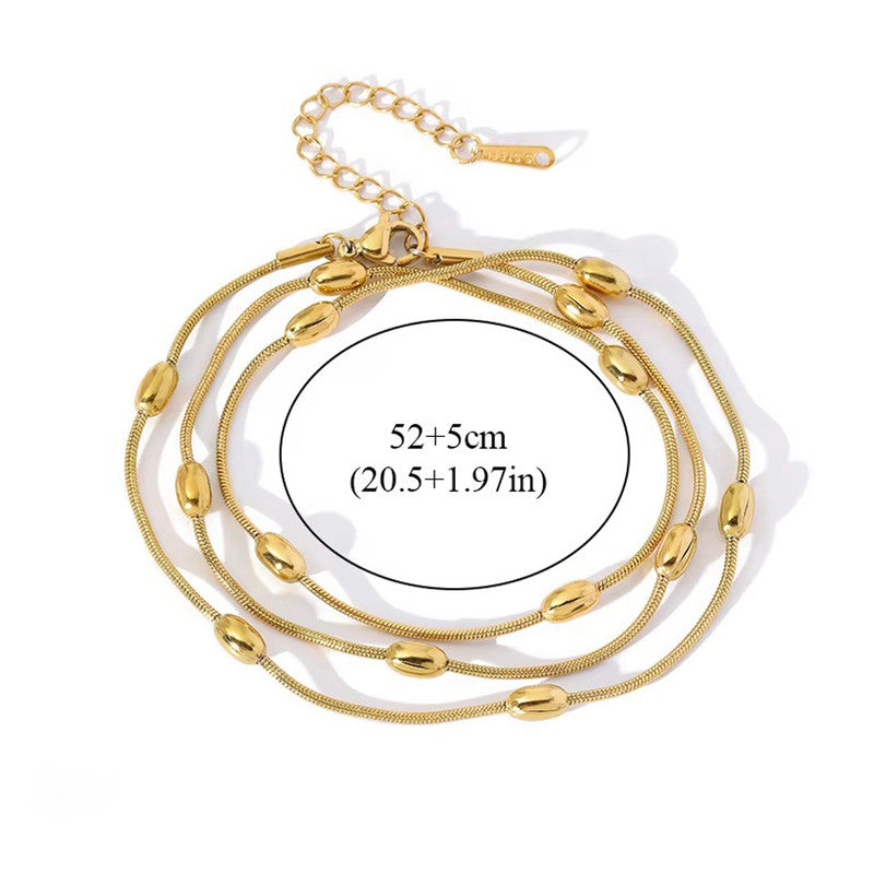Triple Strand Wraparound Bracelet for Women and Girls Anti Tarnish Gold Plated