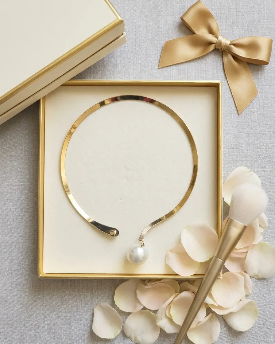 Anti Tarnish Gold Plated Big Pearl Choker Necklace Set Coruscate Jewels