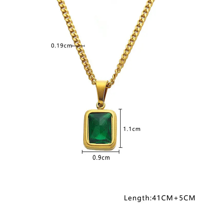 Anti Tarnish Gold Plated Geometric Green Pendant Coruscate Jewels