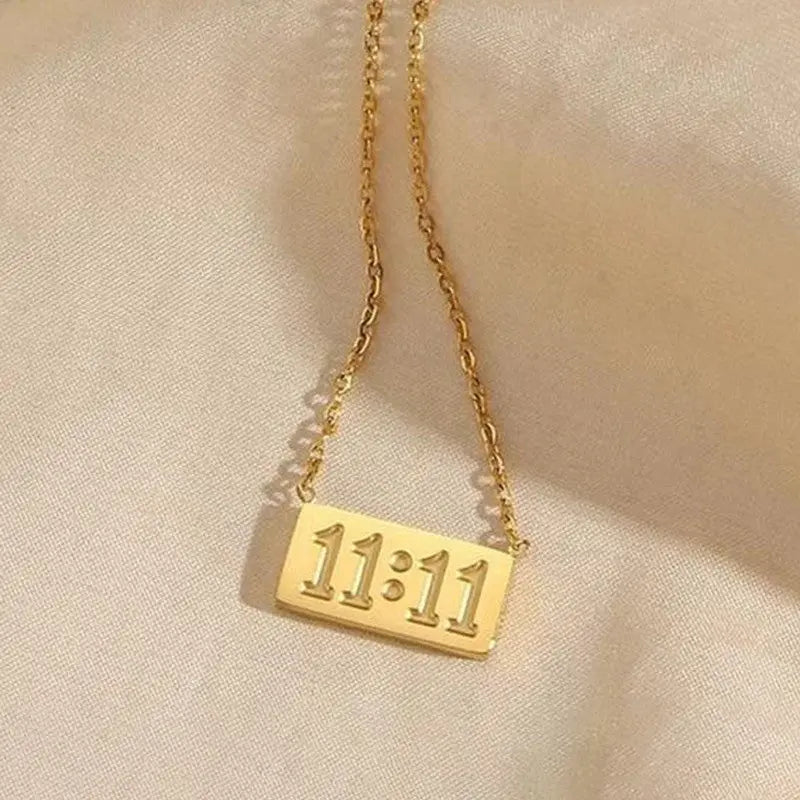 Anti Tarnish Gold-Plated 11:11 Stainless Steel Pendant Coruscate Jewels