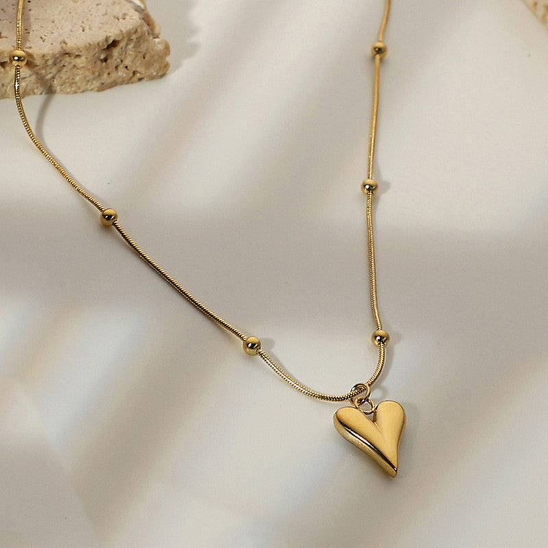 Gold Plated Anti Tarnish Stainless Steel Heart Pendant Set