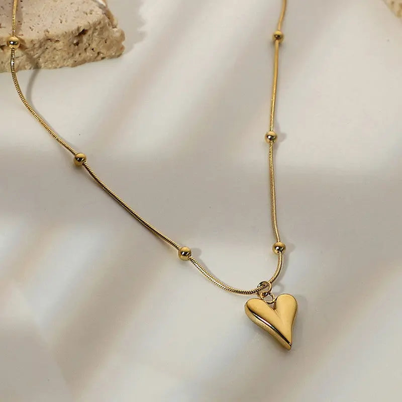 Gold Plated Anti Tarnish Stainless Steel Heart Pendant Set Coruscate Jewels