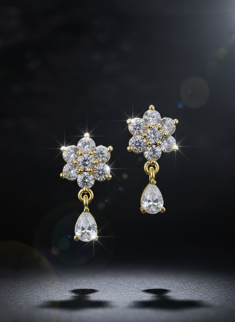 AD Gold Plated Star Teardrop Earrings