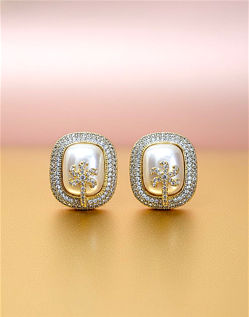 Embellished Pearl Stud Earrings