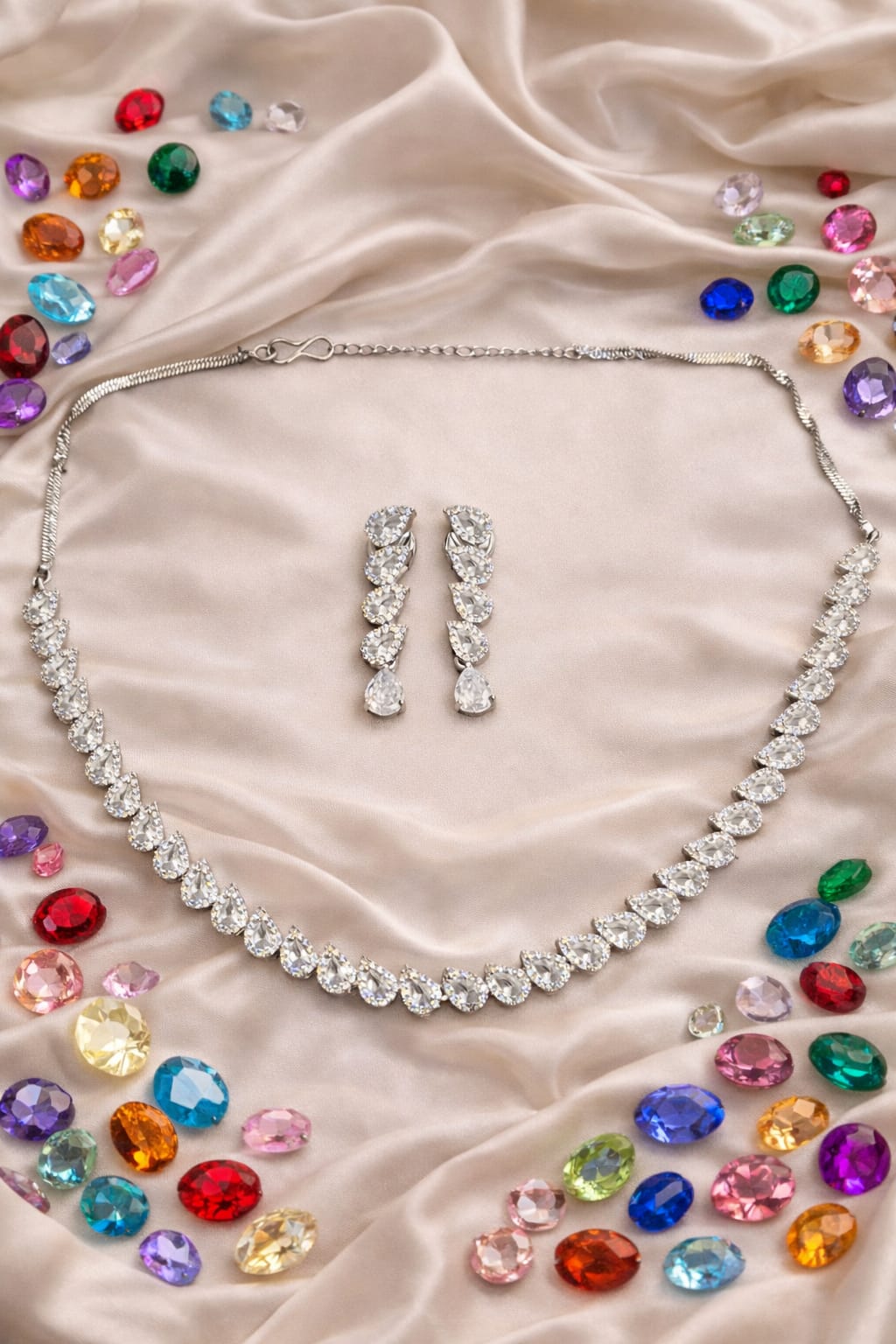 American Diamond Silver CZ Jewelry Wave Crystal Cascade