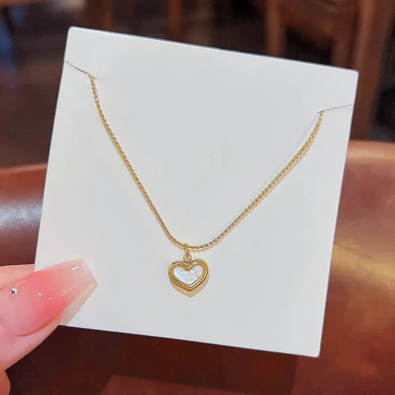 Gold Plated Anti Tarnish White Heart Pendant for woman Coruscate Jewels