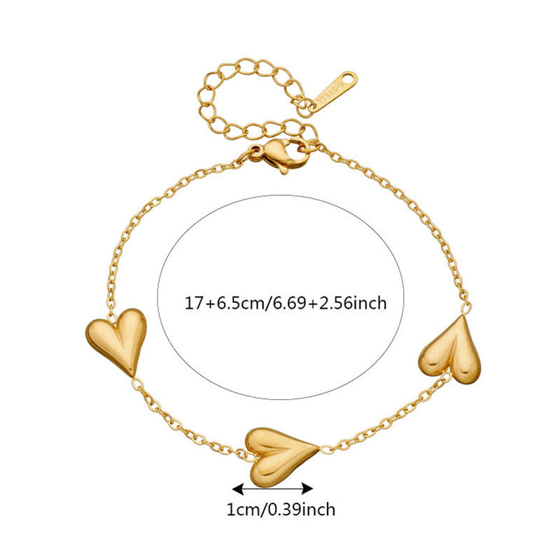 Heart Shaped Bracelet Anti Tarnish Gold Plated For Ladies and Girls