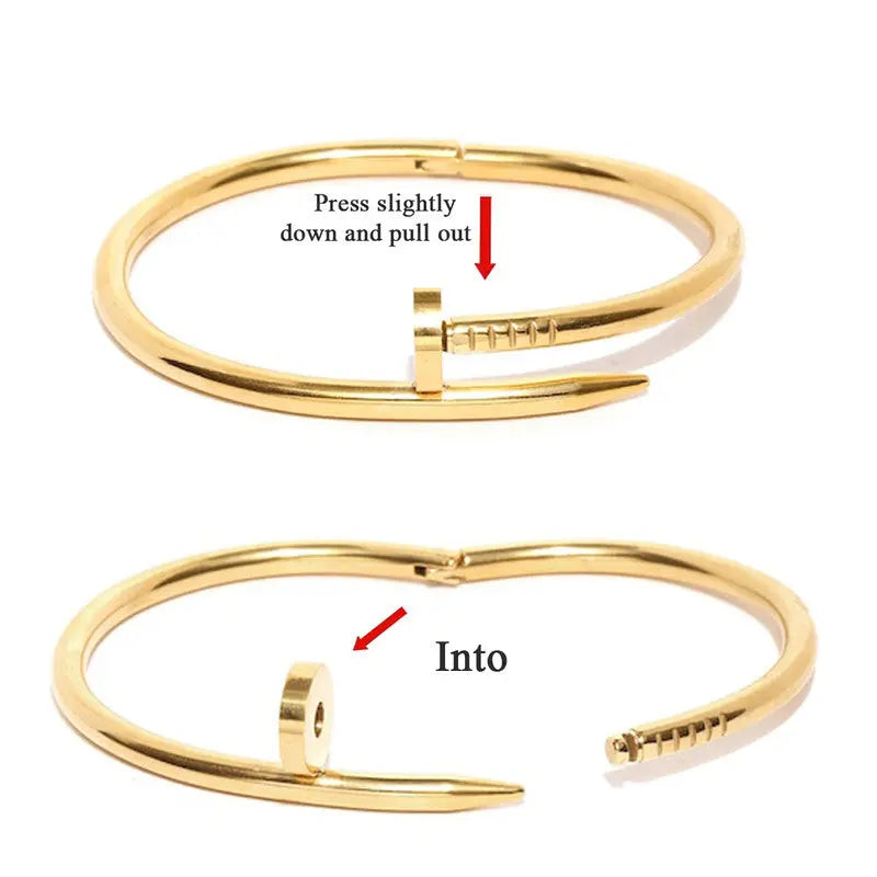 Anti Tarnish Gold Plated Nail Bracelet for Women Coruscate Jewels