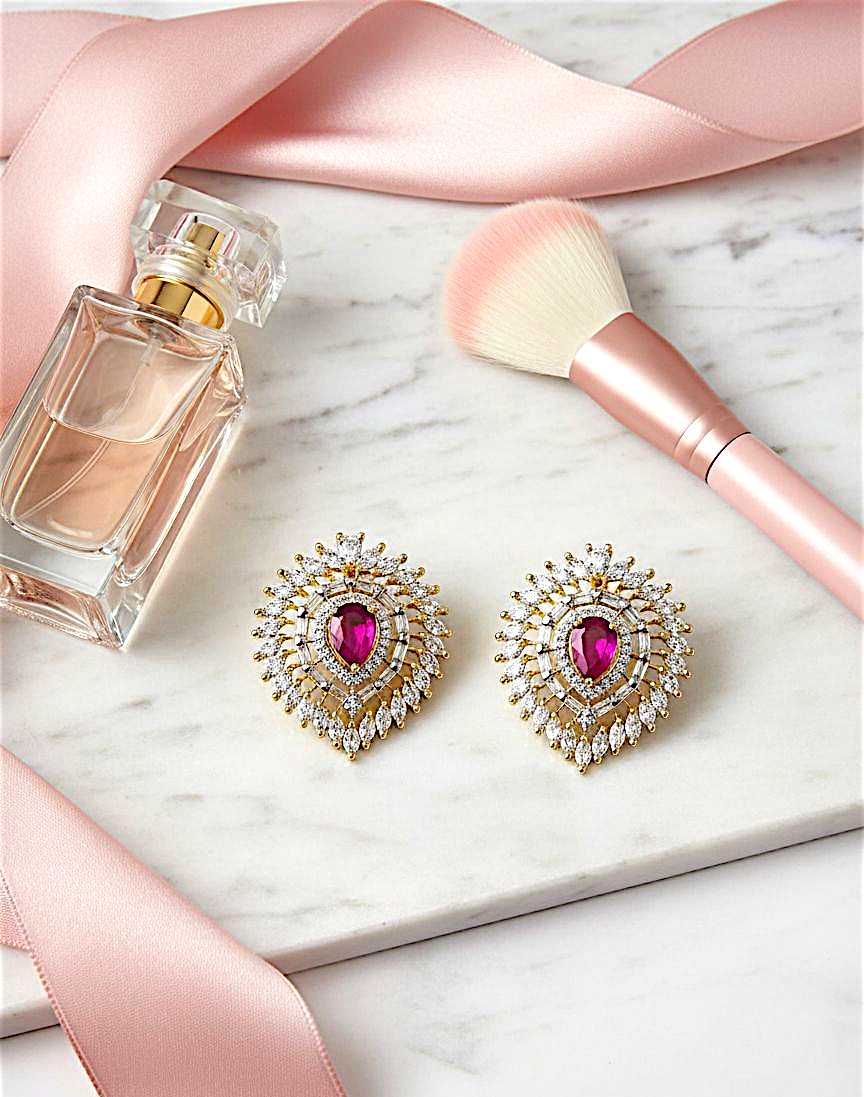 Ruby Cascade Zirconia Teardrop Earrings