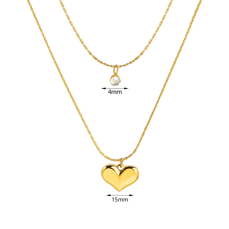 Anti Tarnish Gold-Plated Layered Heart Necklace
