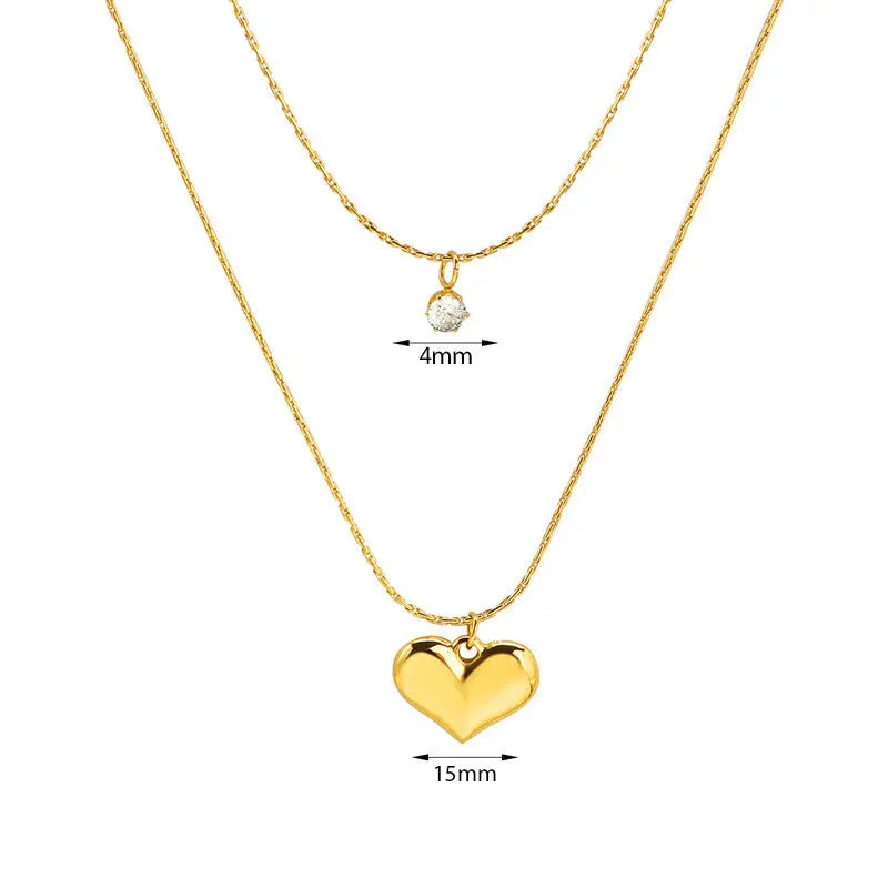 Anti Tarnish Gold-Plated Layered Heart Necklace Coruscate Jewels