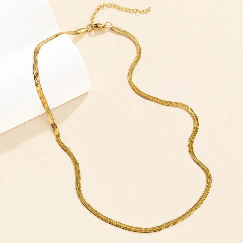 Anti Tarnish Gold Plated Flat Snake Chain Coruscate Jewels