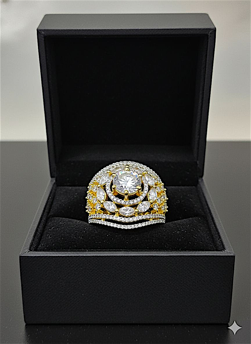 Coruscate Jewels - Adjustable Clear Stone Ring with CZ Diamonds