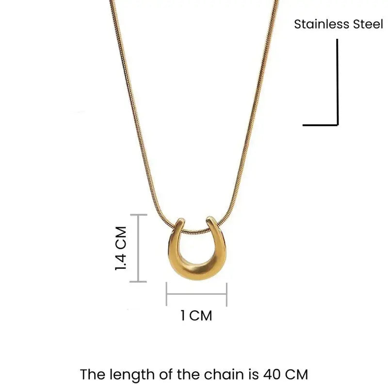 Anti Tarnish Gold Plated Geometric U Shape Pendant Coruscate Jewels