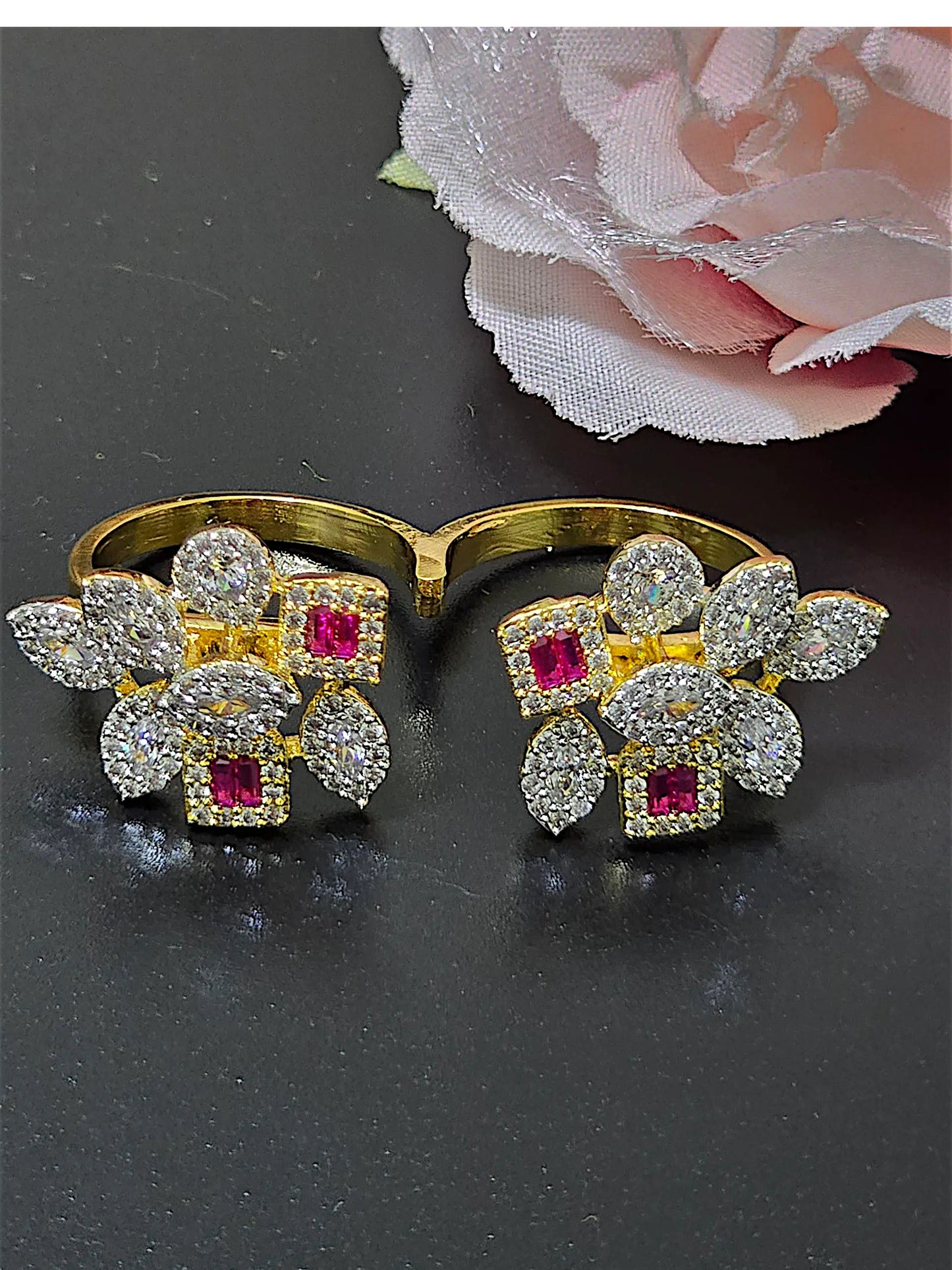 Ruby Bloom Artificial Adjustable Ring Coruscate Jewels