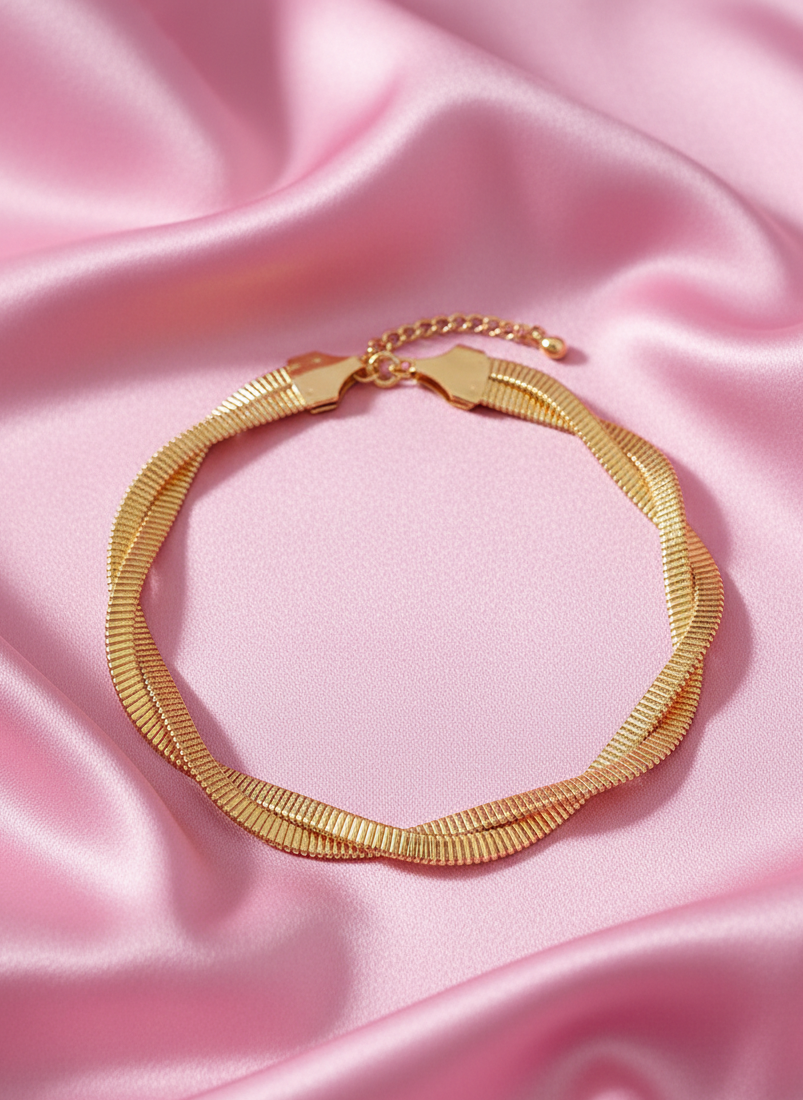 Anti Tarnish Gold Plated Golden Serpent Coil Choker Necklace