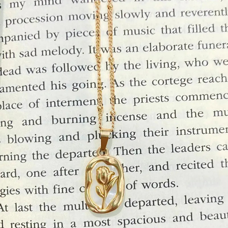Gold Plated White Rose Anti Tarnish Pendant Set Coruscate Jewels