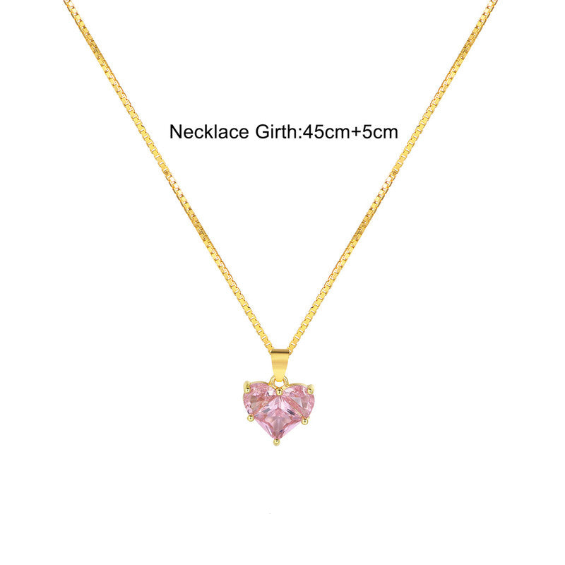 Anti Tarnish Gold Plated Pink Heart CZ Pendant