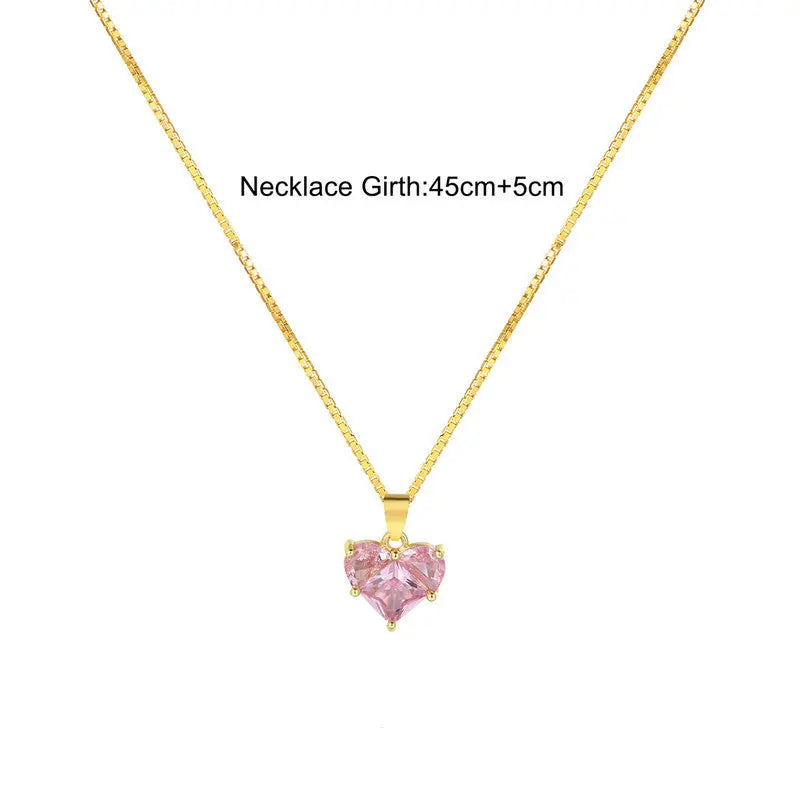 Anti Tarnish Gold Plated Pink Heart CZ Pendant Coruscate Jewels