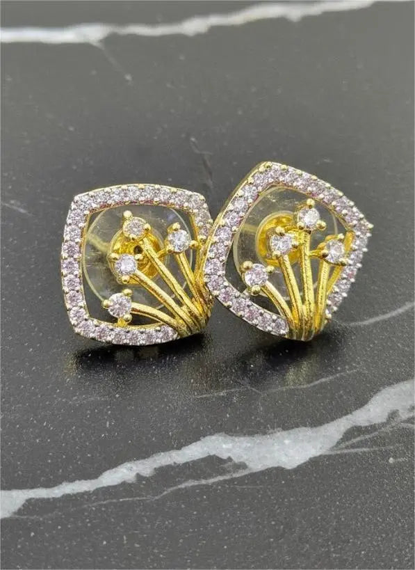 American Diamond Gold Plated Starry Night Stud Earrings Coruscate Jewels