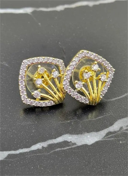American Diamond Gold Plated Starry Night Stud Earrings Coruscate Jewels