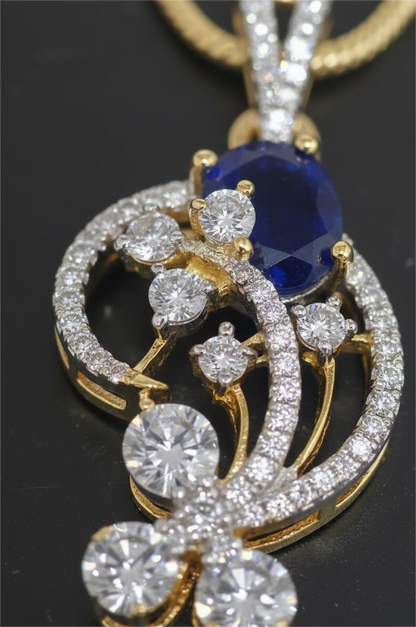 Gold Plated American Diamond Midnight Royale Pendant Set