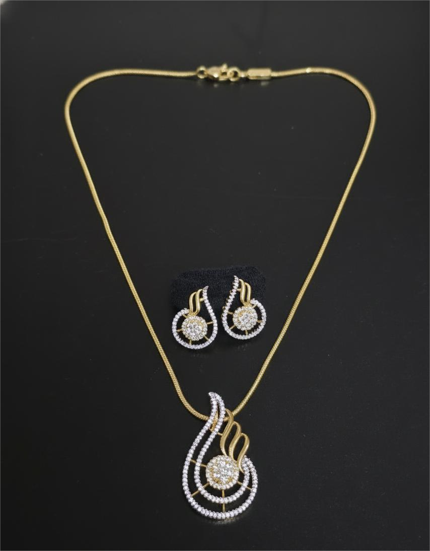 AD Gold Plated Golden Swirl Elegance Pendant Set