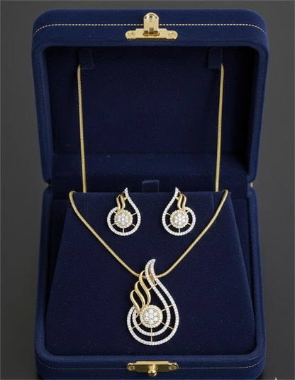 AD Gold Plated Golden Swirl Elegance Pendant Set