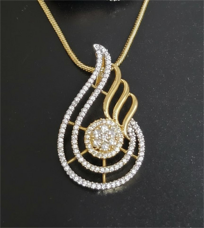 AD Gold Plated Golden Swirl Elegance Pendant Set