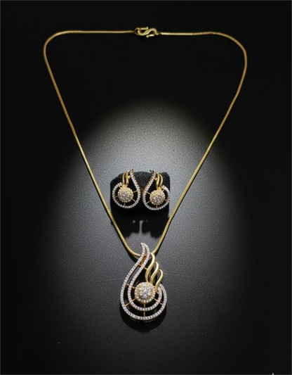 AD Gold Plated Golden Swirl Elegance Pendant Set