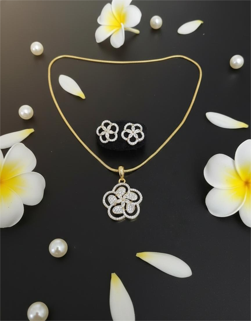 Gold Plated AD-Bloom Grace Pendant Set