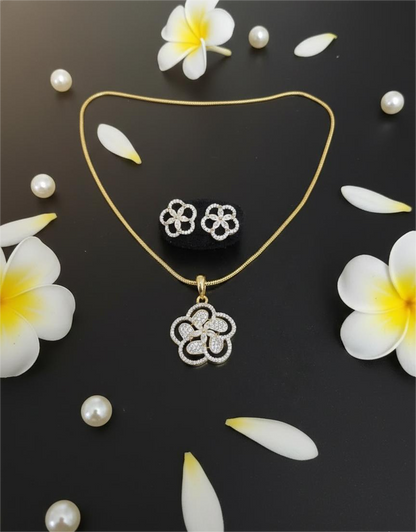 Gold Plated AD-Bloom Grace Pendant Set