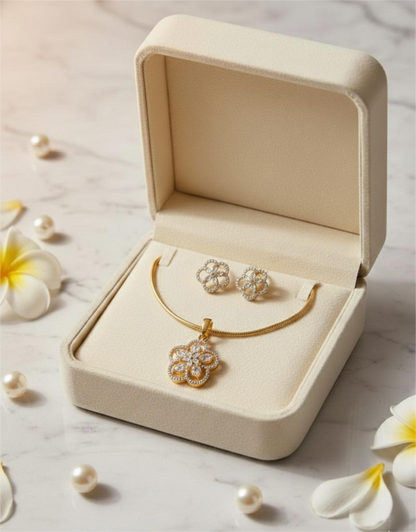 Gold Plated AD-Bloom Grace Pendant Set