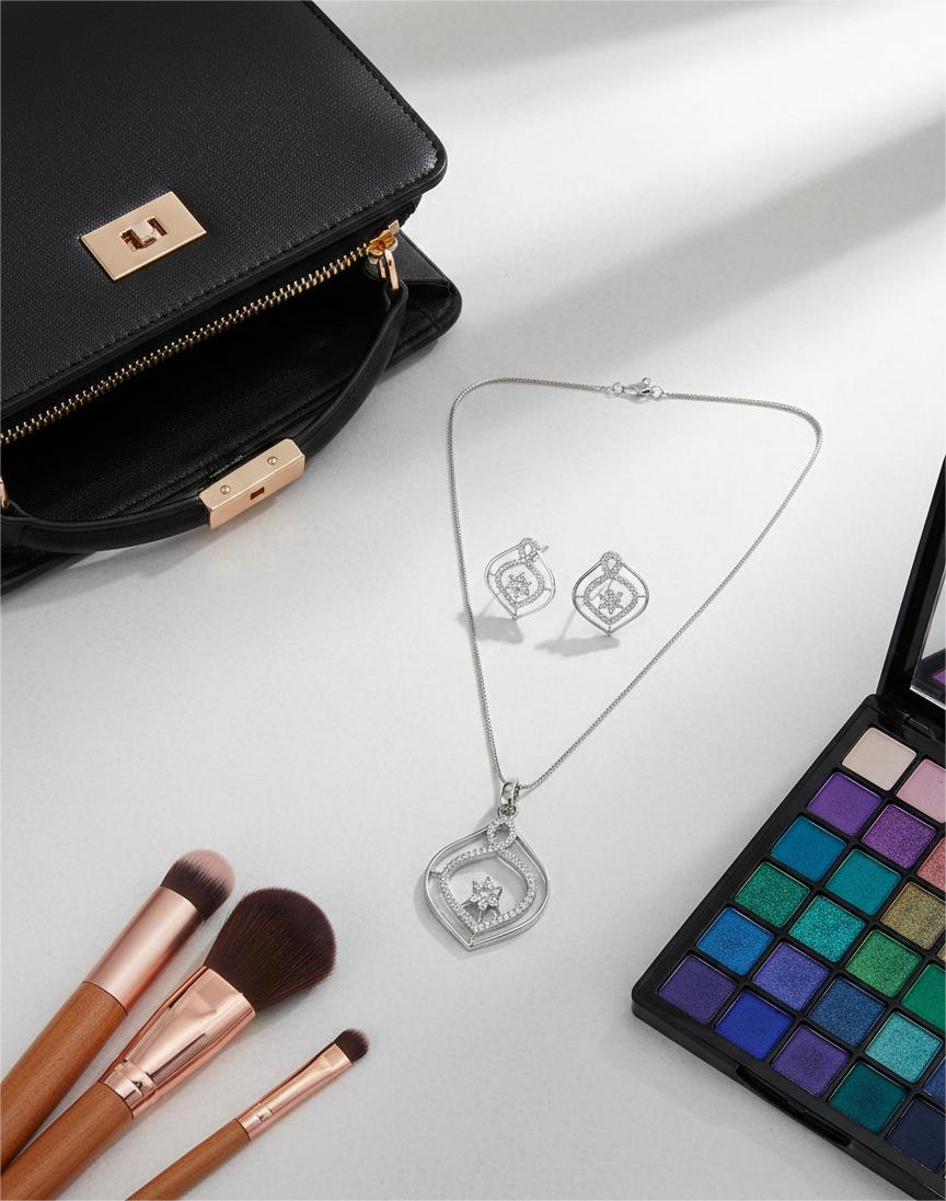 Gold Plated American Diamond Whisper Pendant Set