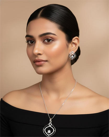 Gold Plated American Diamond Whisper Pendant Set