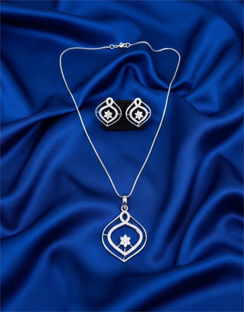 Gold Plated American Diamond Whisper Pendant Set