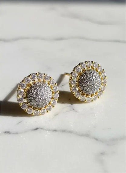 AD Earrings Gold-Plated Sunflower Theme Coruscate Jewels