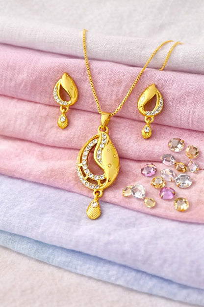 Gold Tone Pendant Set Radiant Swirl Coruscate Jewels