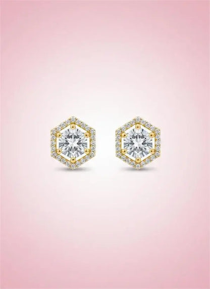 AD Gold Plated Hexagon Theme Earrings Coruscate Jewels