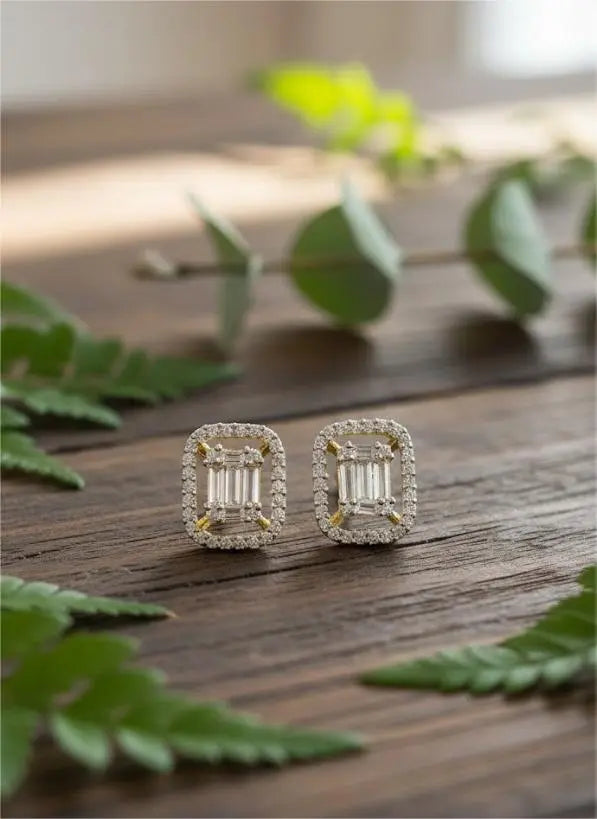 American Diamond Gold Plated Baguette Cut Art Deco Inspired Coruscate Jewels