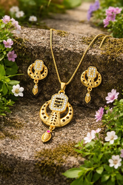 Gold Plated Pendant Set Celestia Golden Circle Coruscate Jewels