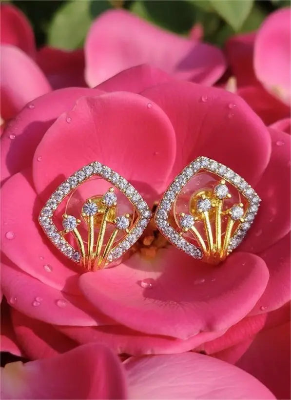 American Diamond Gold Plated Starry Night Stud Earrings Coruscate Jewels