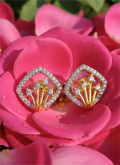 American Diamond Gold Plated Starry Night Stud Earrings Coruscate Jewels