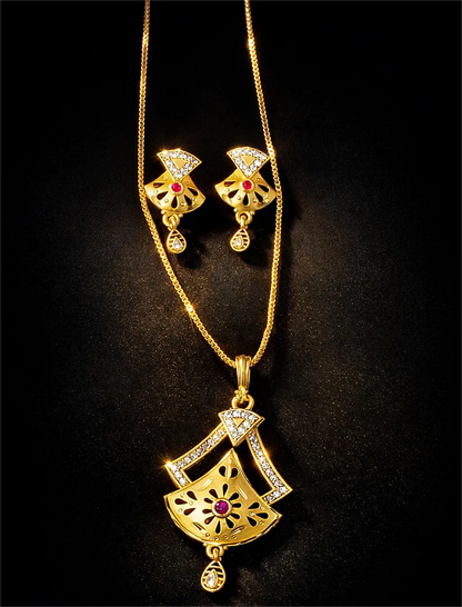 Gold-Plated Pendant Set Scarlet Crown Coruscate Jewels