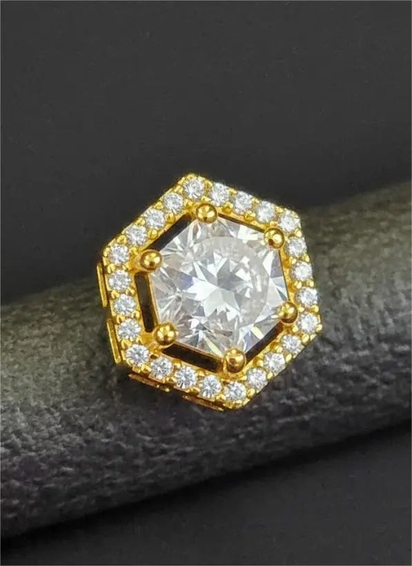 AD Gold Plated Hexagon Theme Earrings Coruscate Jewels
