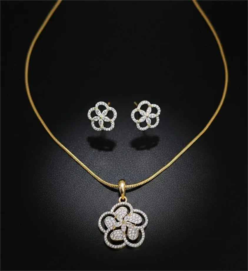 Gold Plated AD-Bloom Grace Pendant Set Coruscate Jewels