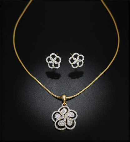 Gold Plated AD-Bloom Grace Pendant Set Coruscate Jewels